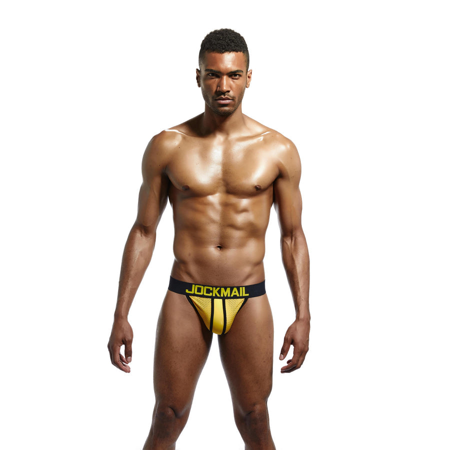 Entdecken Sie Stil und Komfort: Sexy Jockstraps in Blau, Gelb, Weiß und Schwarz!