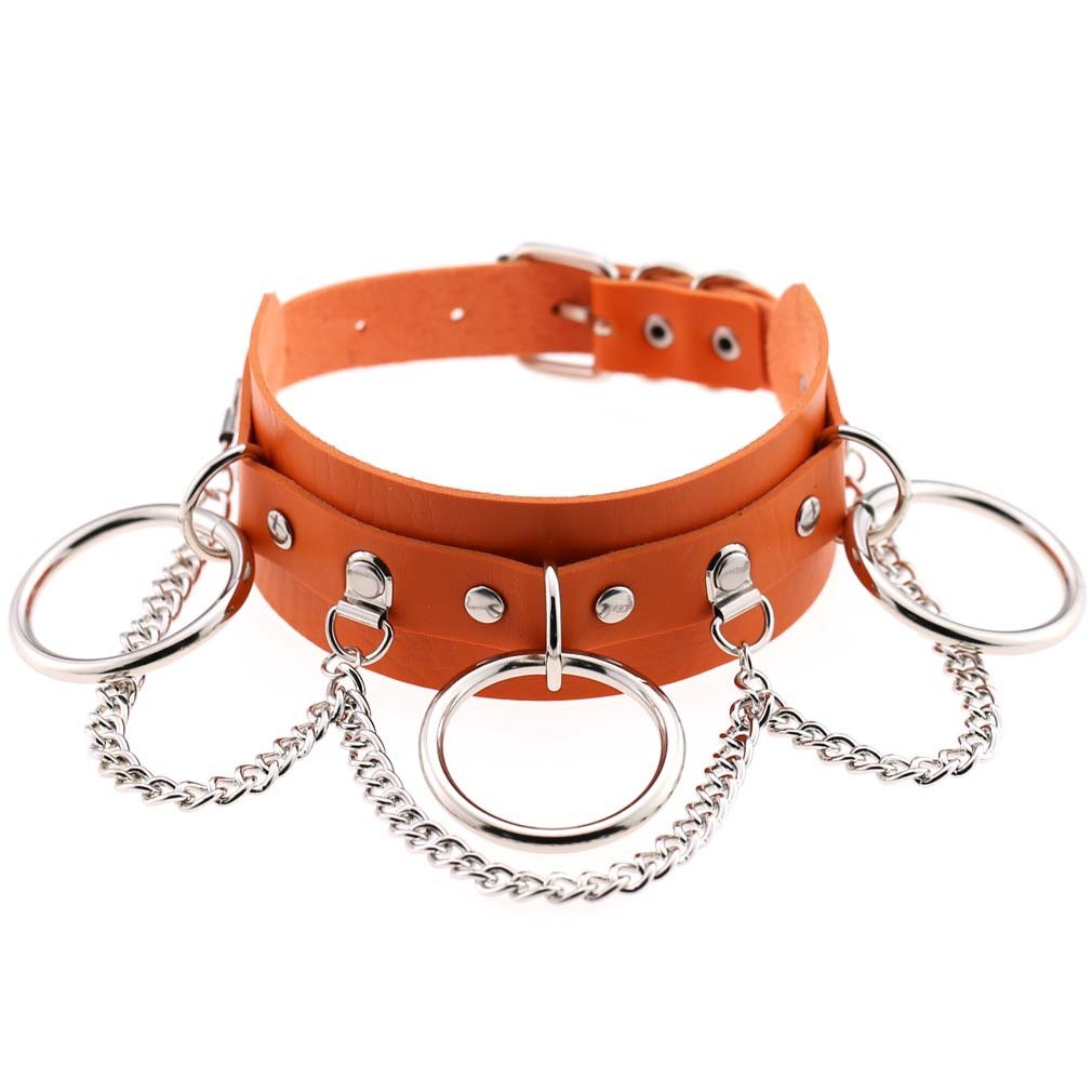 Choker, necklace with chains and rings