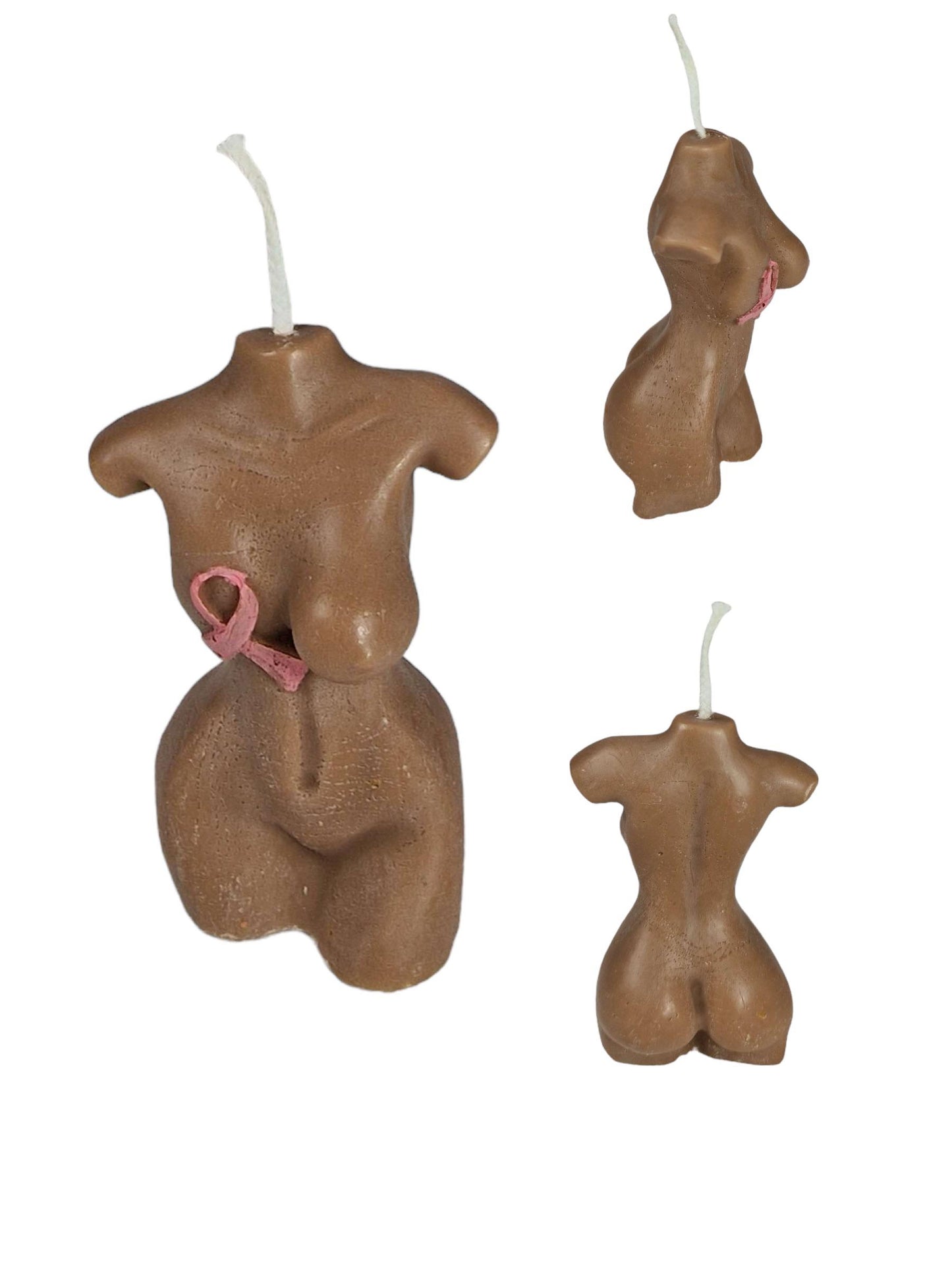Light in a different form. Female body with pink ribbon instead of one breast.