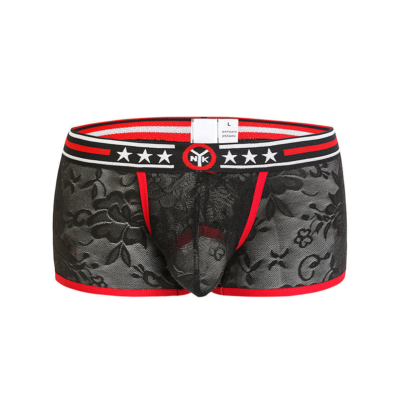 Boxers with push-up, see through lace