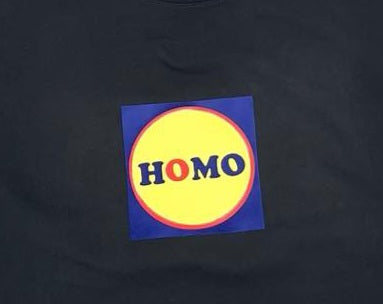 HOMO, estampado en camisa, camiseta de algodón pesado marino