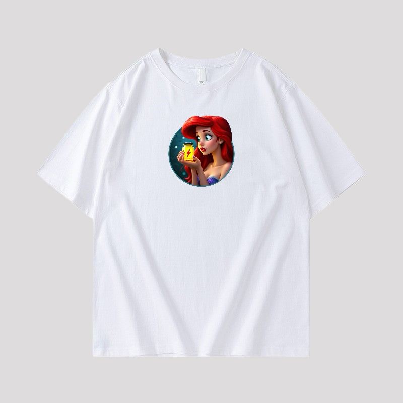 T-shirt med tryck av poppers, Sjöjungfru