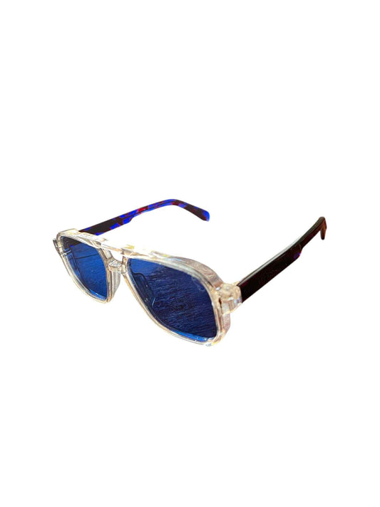 Solglasögon med blå glas och blå/mörk-spräckliga bågar no 142
