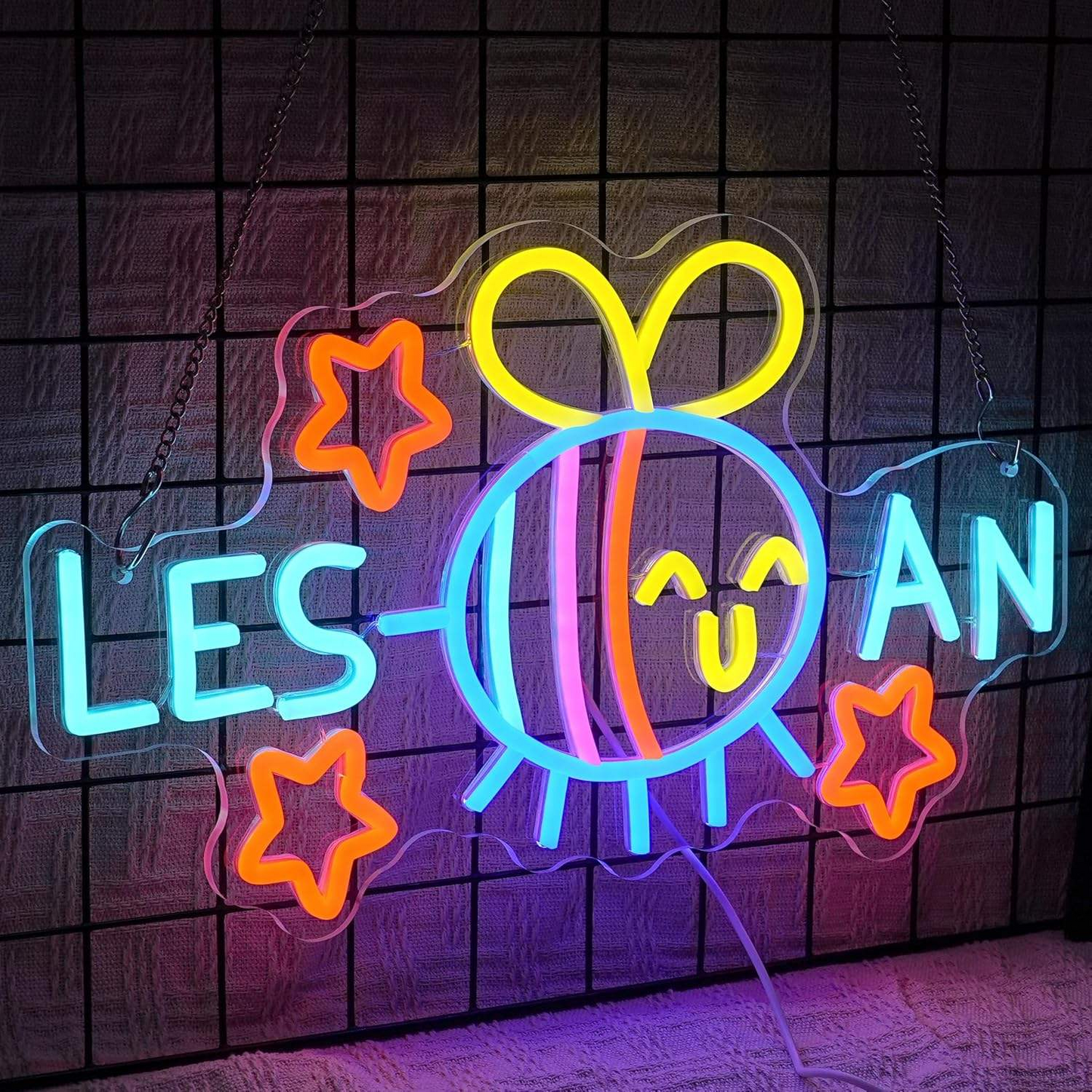Skylt, neon LES BI AN