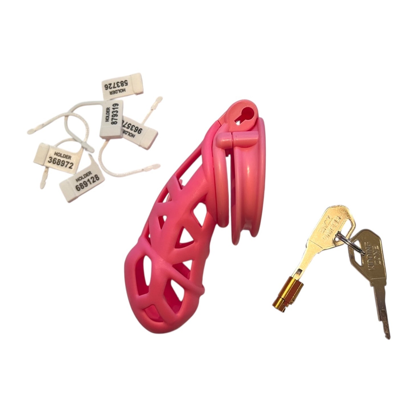 Chastity cock cage - Rosa platt penisring