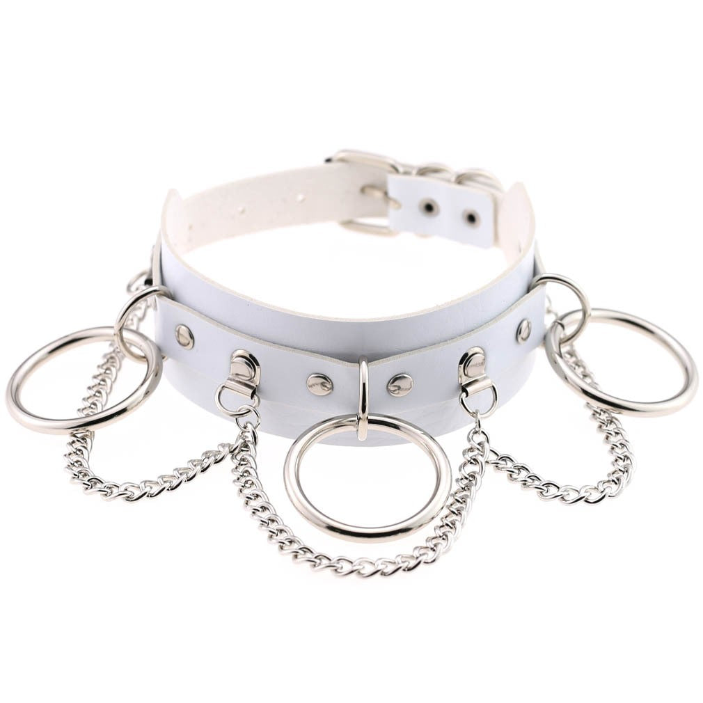 Choker, necklace with chains and rings