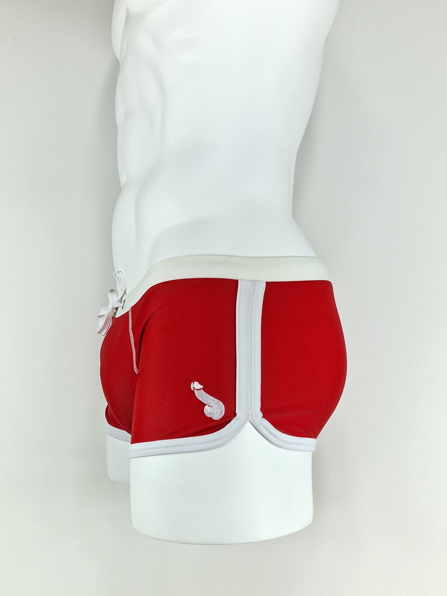 Badbyxor, swim trunk classic, röda med vit kant