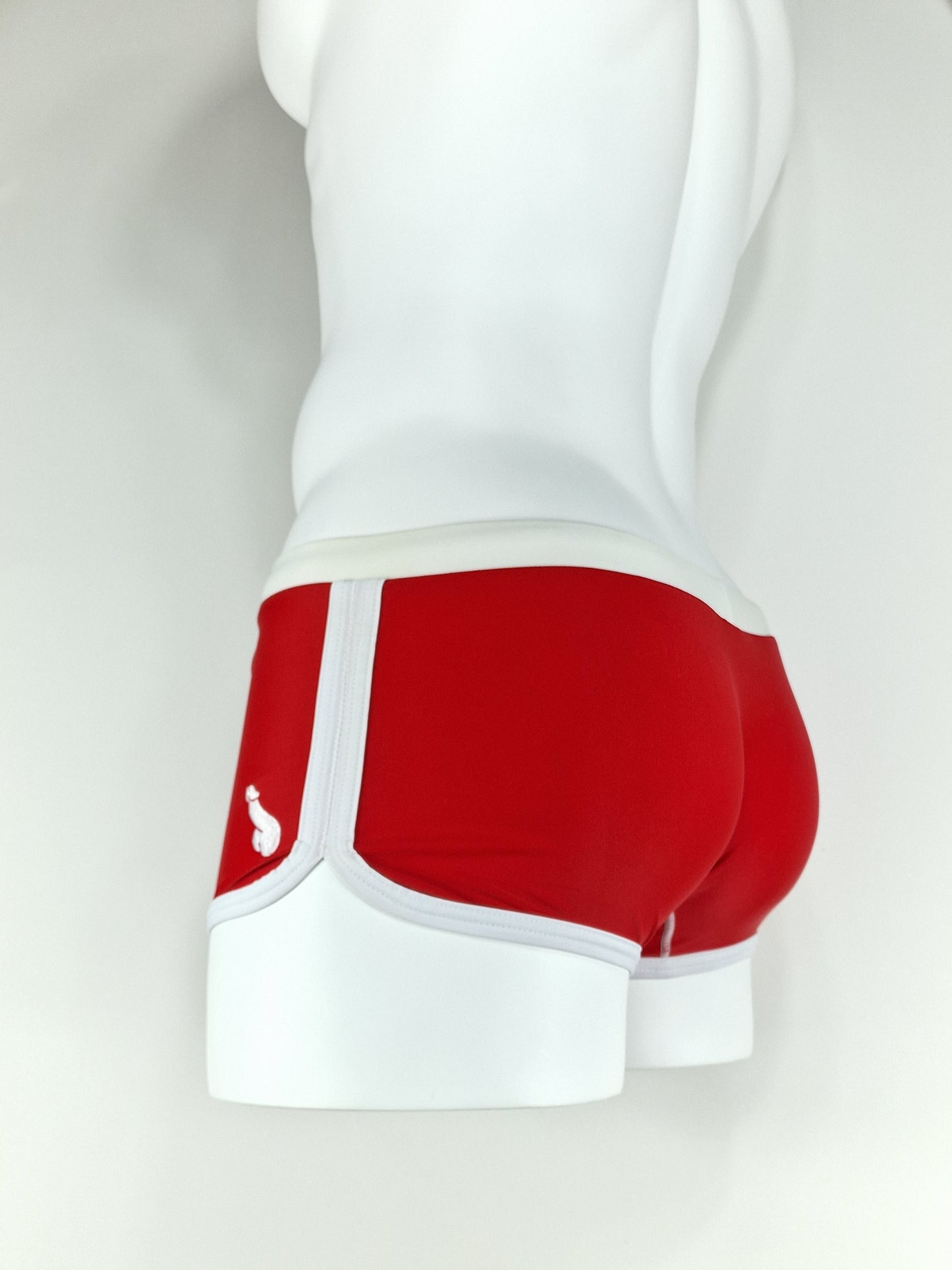Badbyxor, swim trunk classic, röda med vit kant