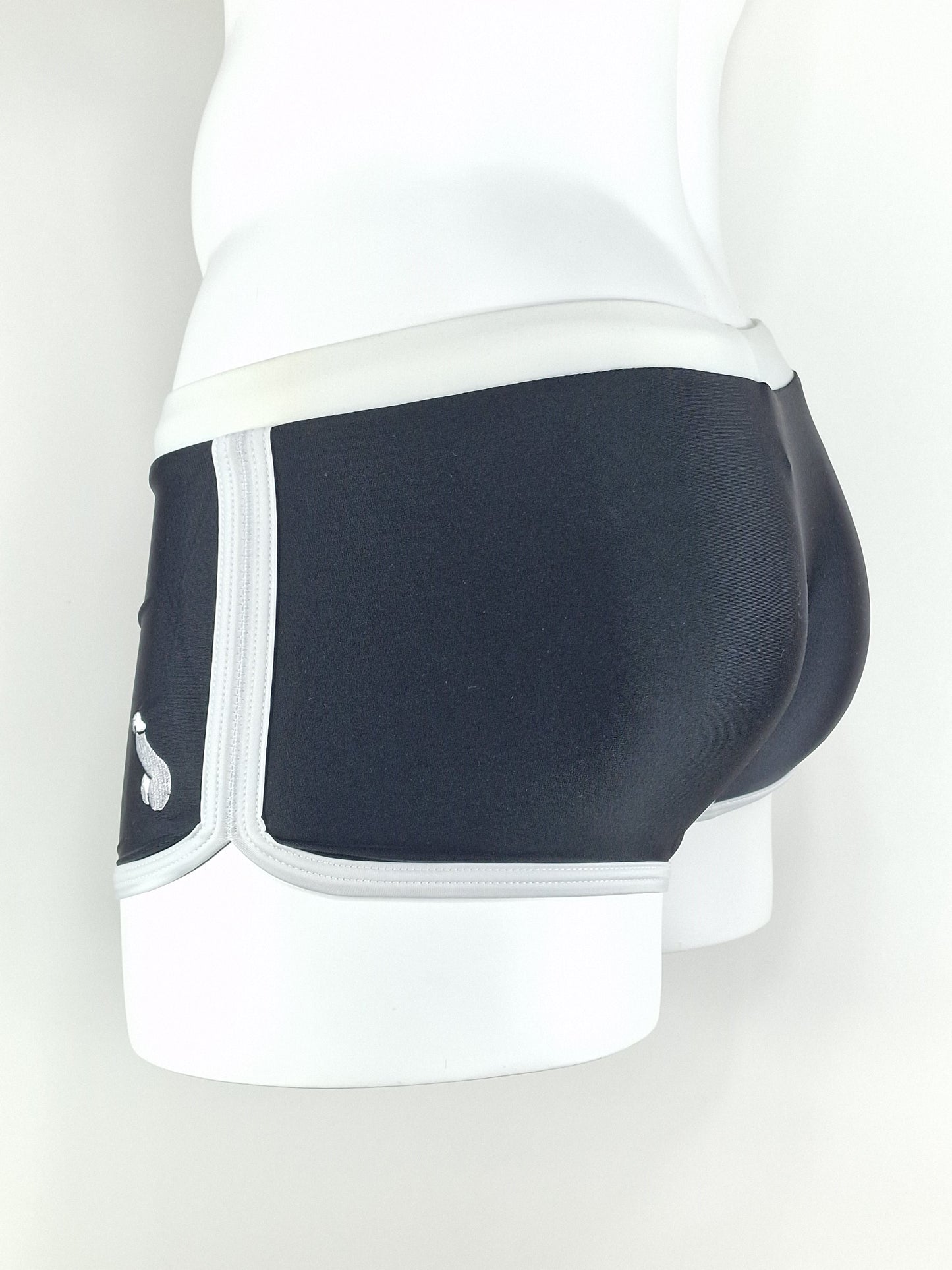 Swimming trunks or stylish trunks with a white border
