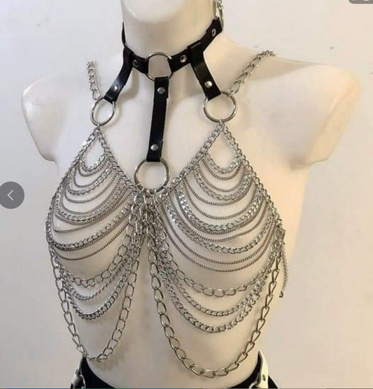 Harness with chains, unique accessory for women and men