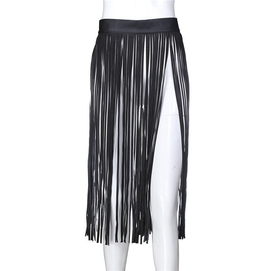 Skirt with leather fringes