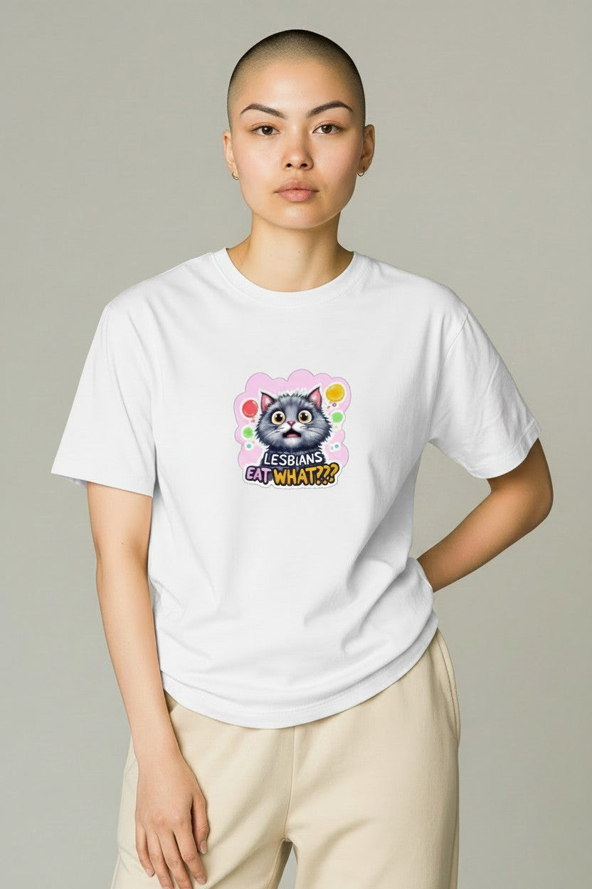T-shirt med tryck, LESBIANS EAT WHAT???