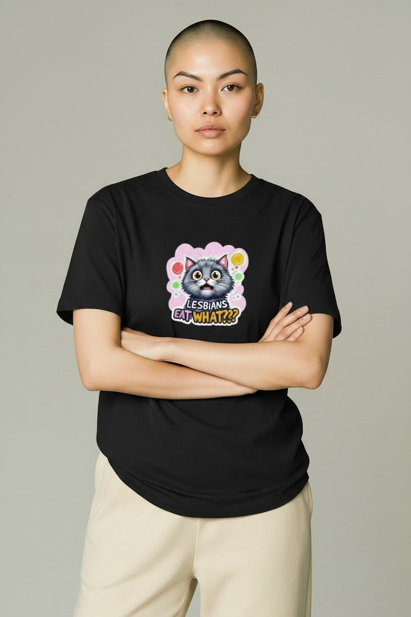 T-shirt med tryck, LESBIANS EAT WHAT???