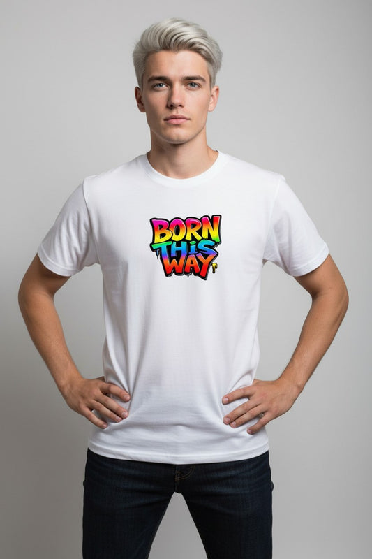 T-shirt med tryck, BORN THIS WAY