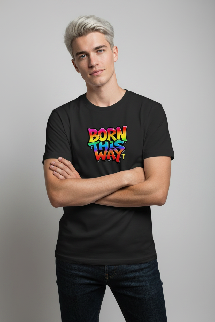 T-shirt med tryck, BORN THIS WAY