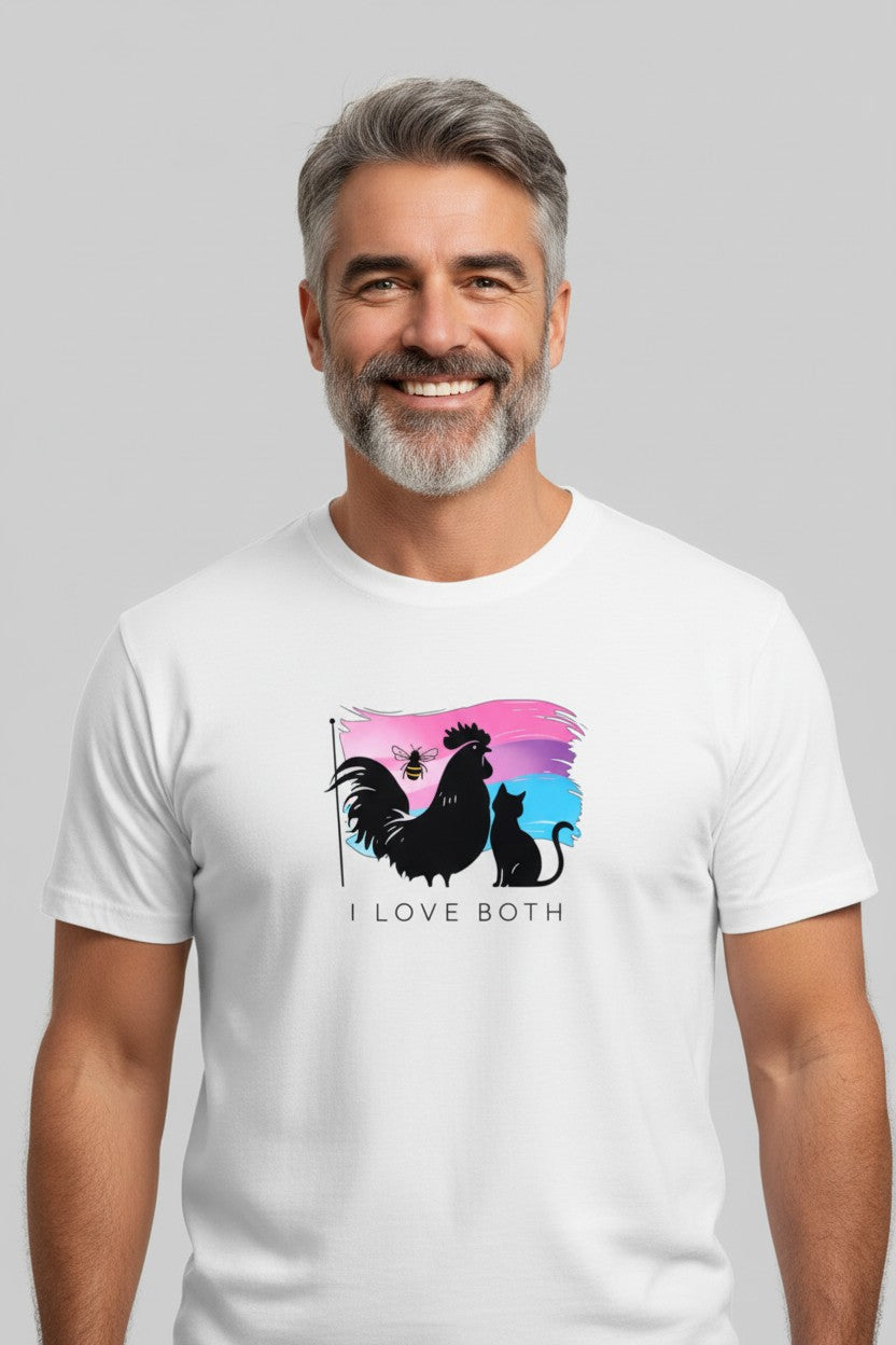 T-shirt med tryck, I LOVE BOTH, BISEXUELL