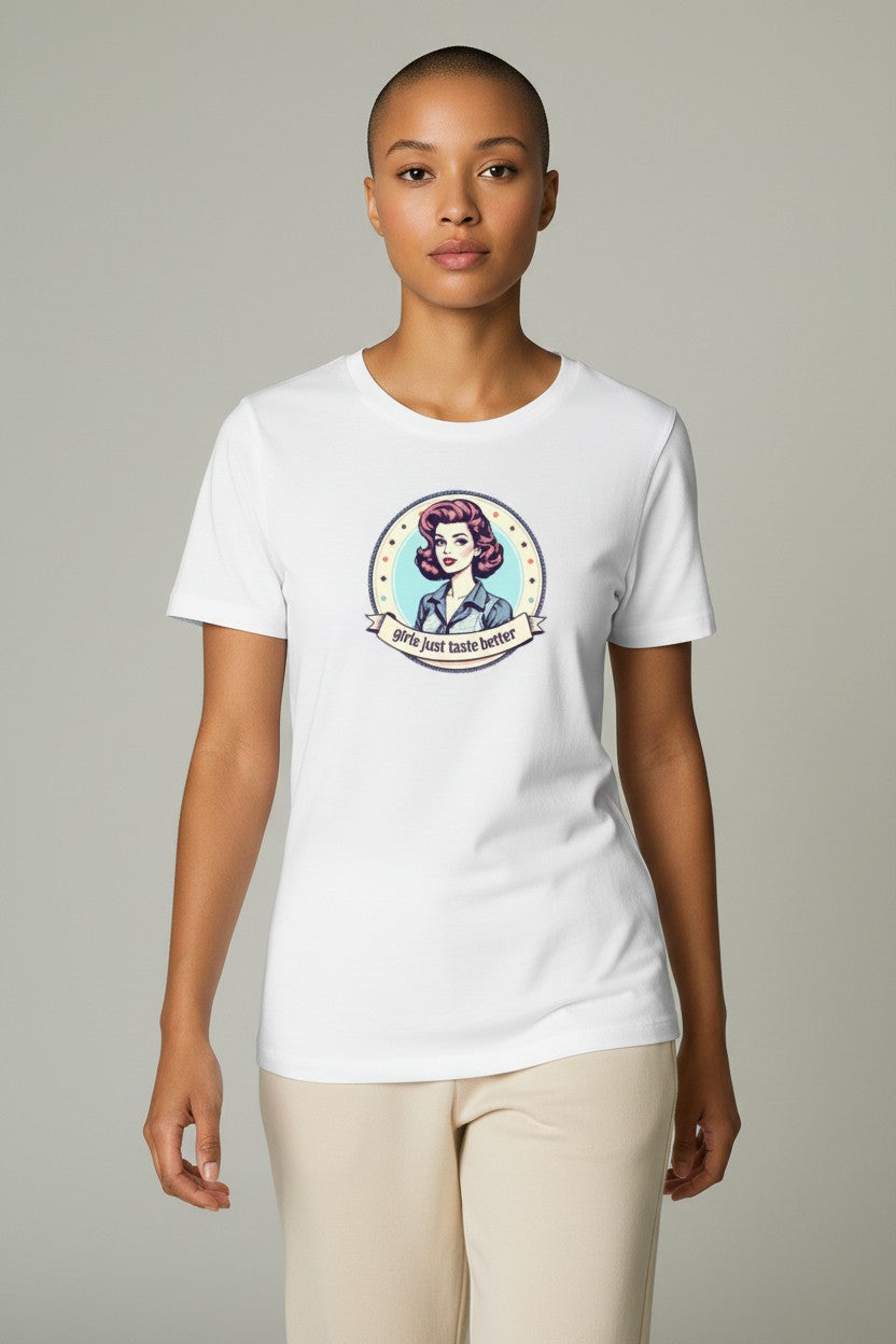 T-shirt med tryck, girls just taste better!