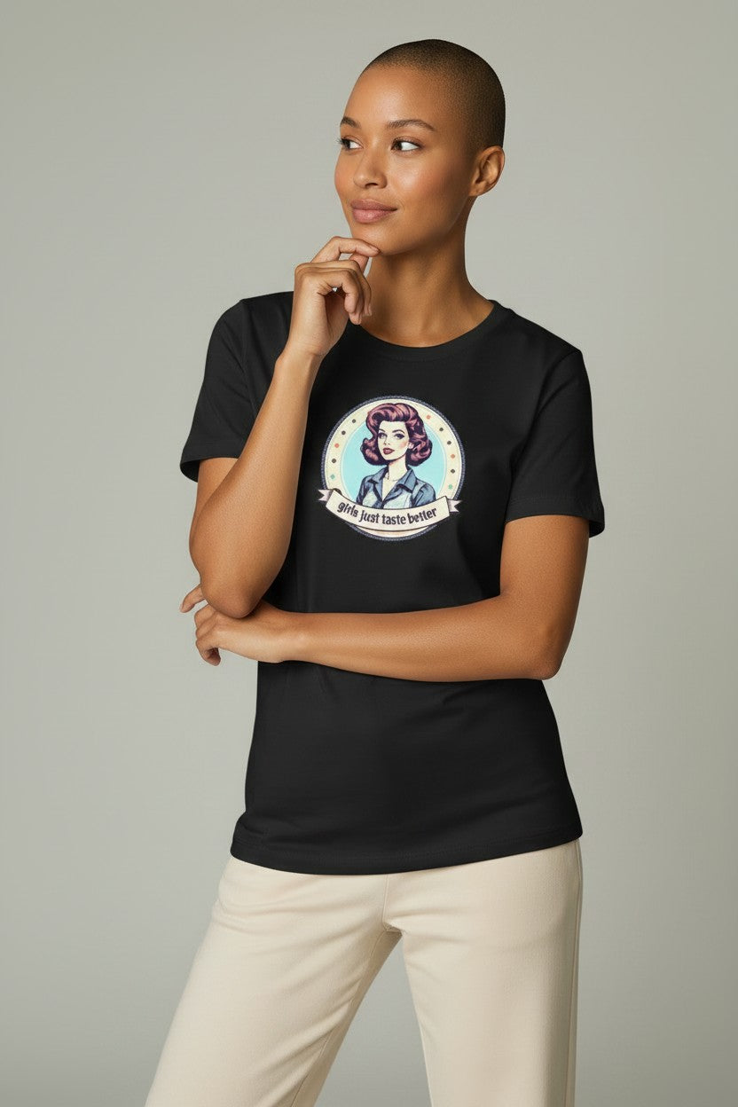 T-shirt med tryck, girls just taste better!