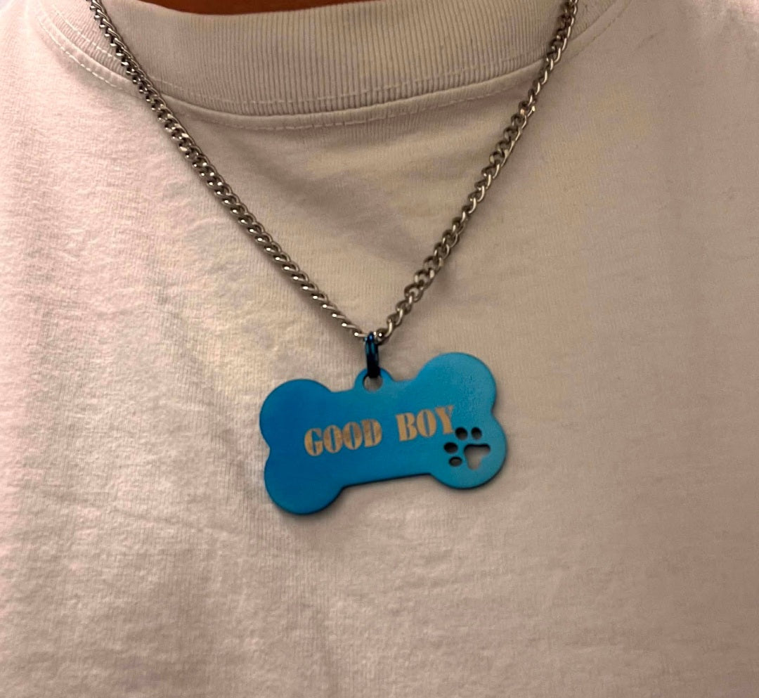 Halsband, puppy ben med texten GOOD BOY plus HUND TASS