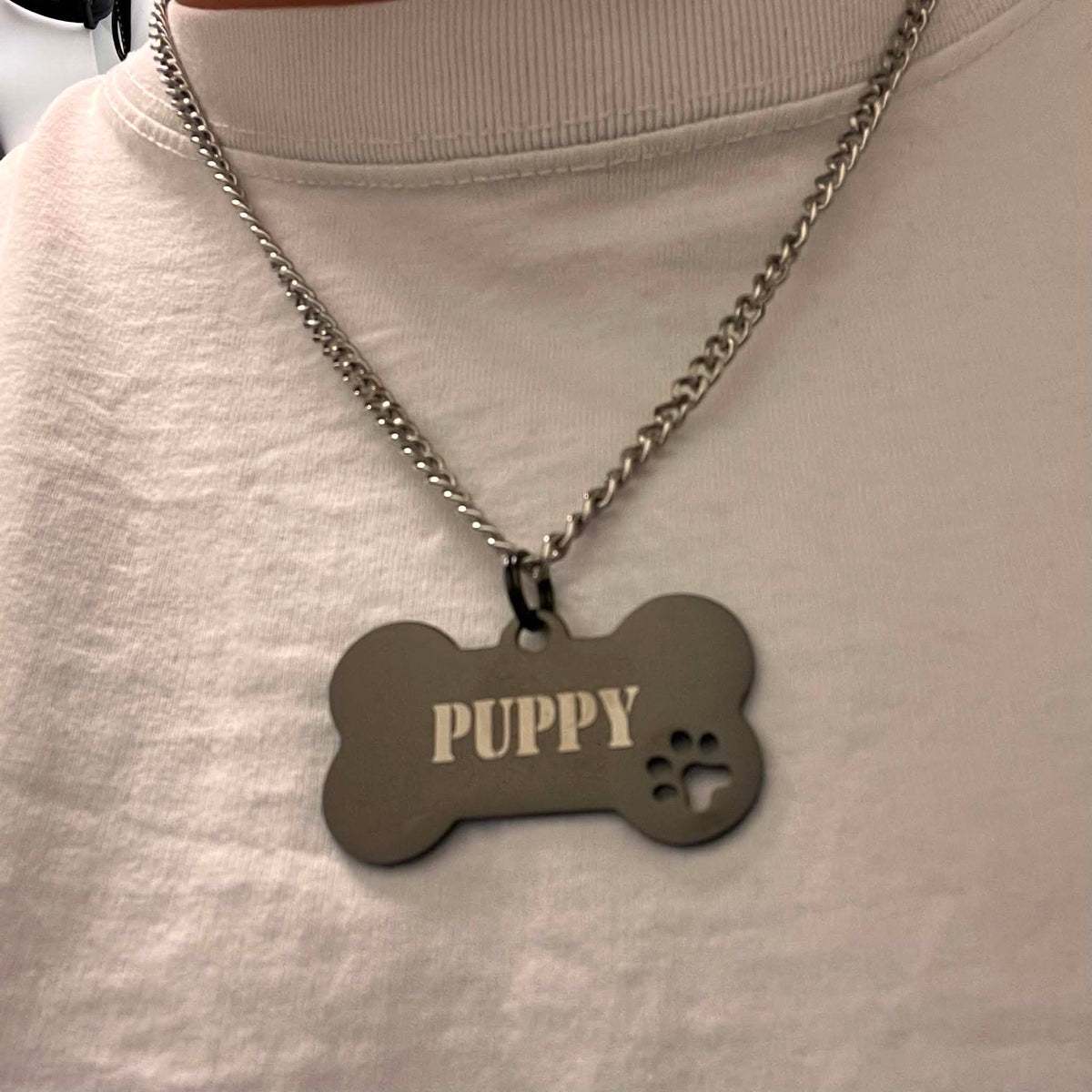 Halsband, puppy ben med texten PUPPY plus HUND TASS