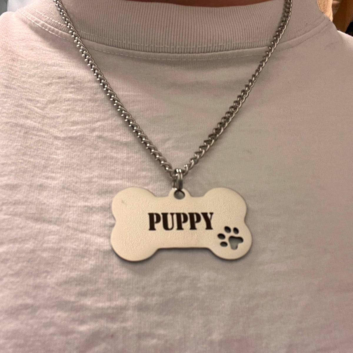 Halsband, puppy ben med texten PUPPY plus HUND TASS