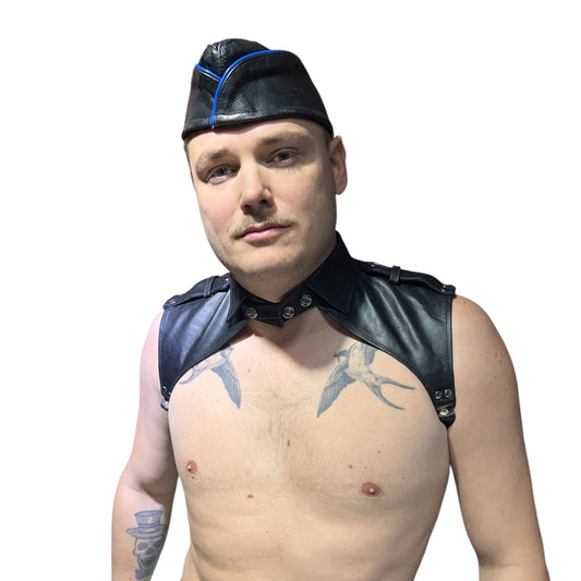 Harness för axlarna, shirt collar chest harness i läder