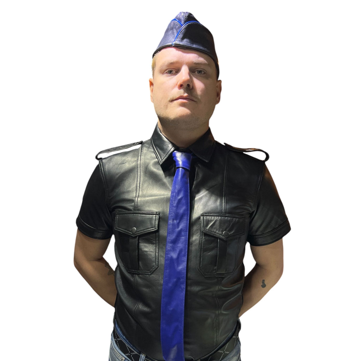 Slips i blått läder