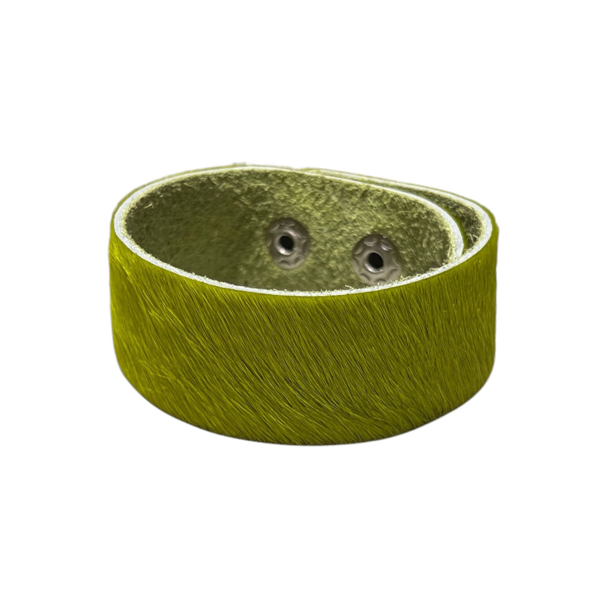 Armband, i äkta grönt och hårigt läder