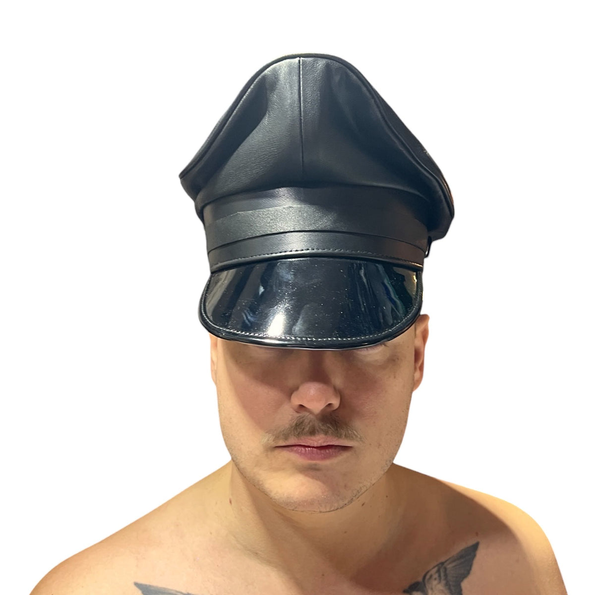 Genuine officer and biker gay leather muir cap