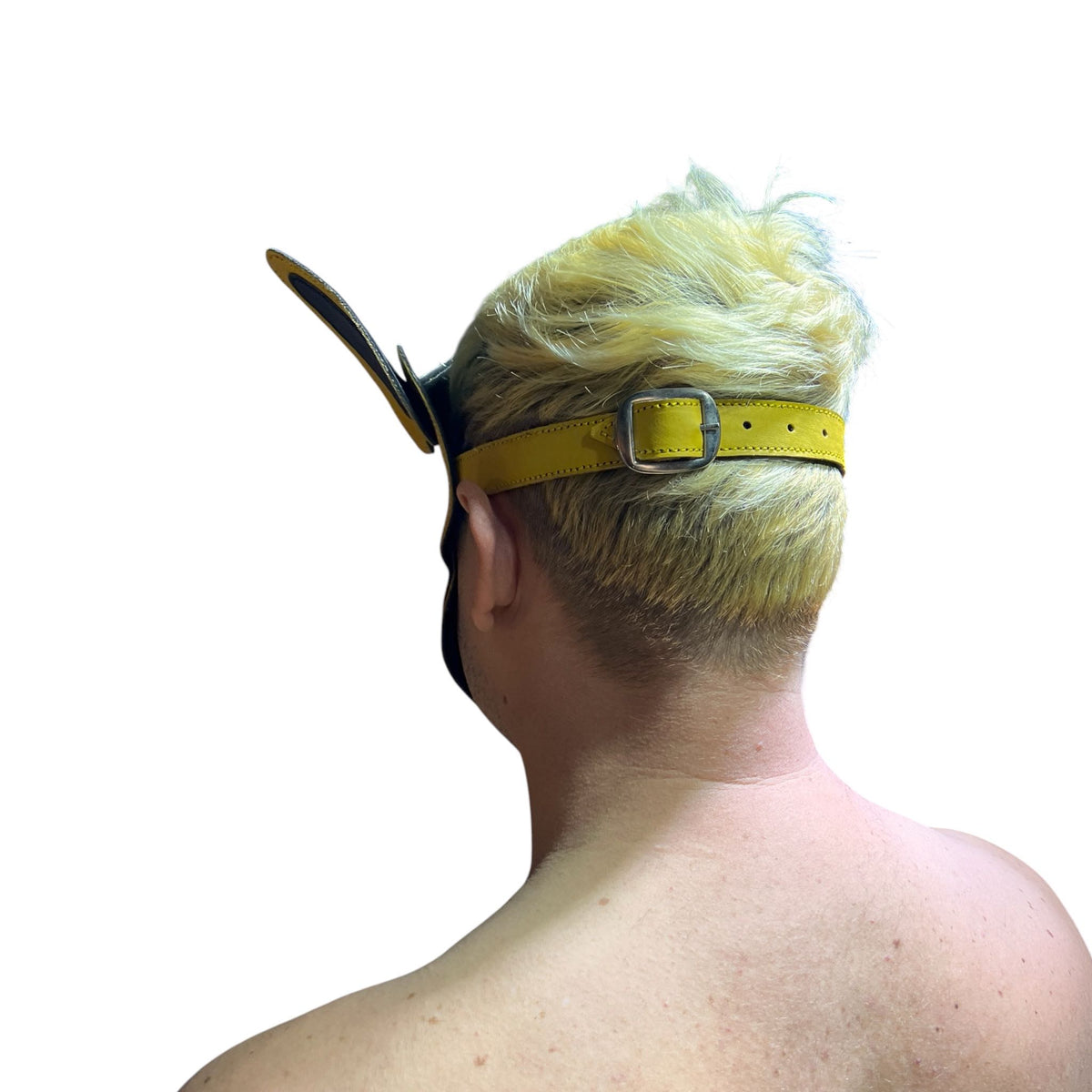 Puppyplay Hood eller hund mask i gult läder