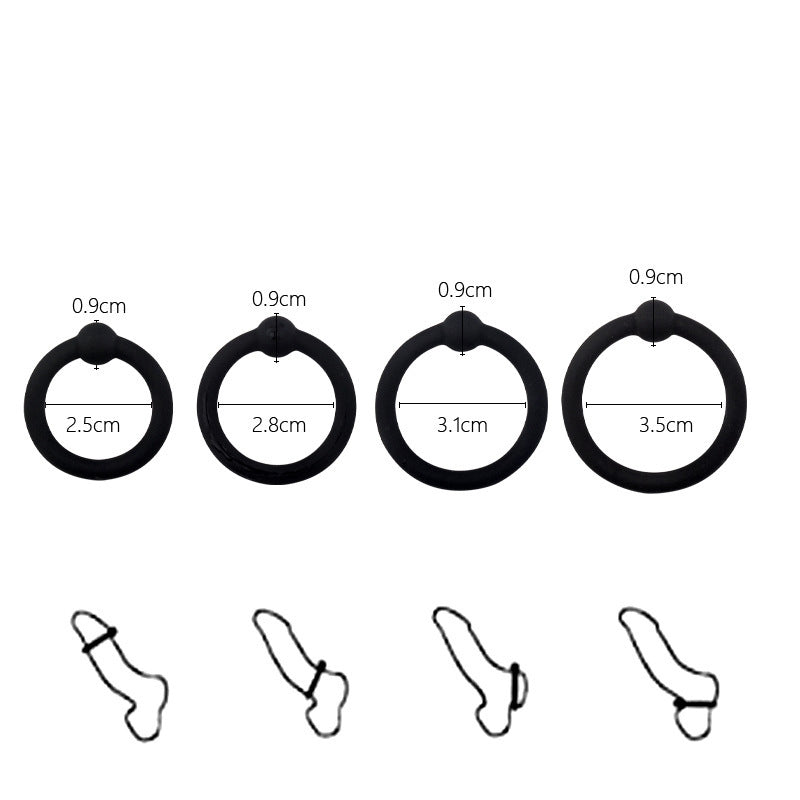 Kukring, pubisring eller penisring set med 4 ringar i mycket mjuk silikon.