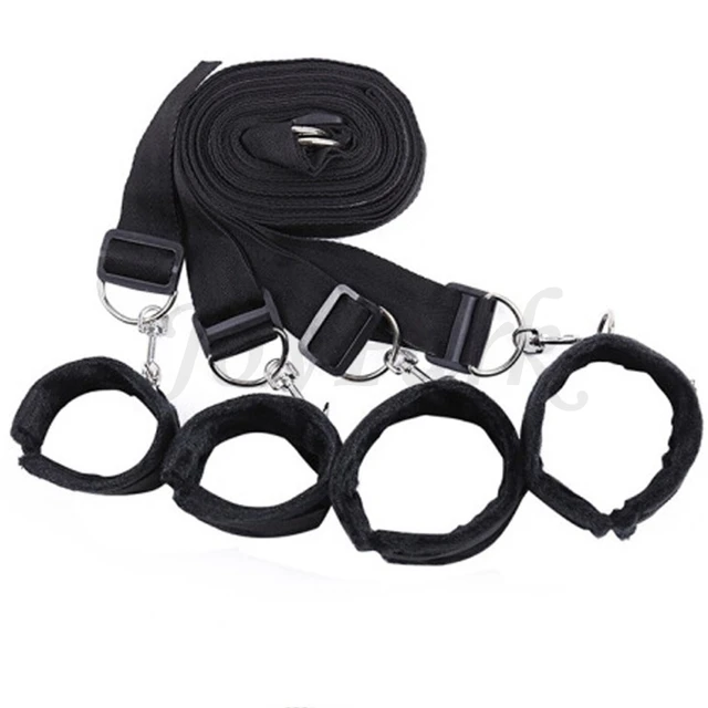 Bondage set for bed. Straps to attach under the bed as well as wrist cuffs and ankle cuffs are included.