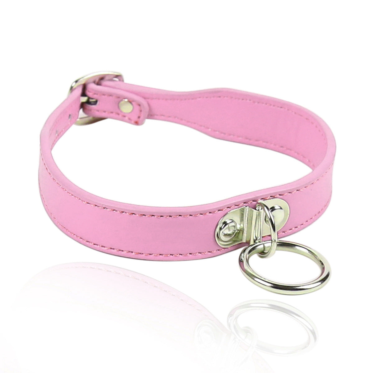 Rosa halsband chocker med ögla