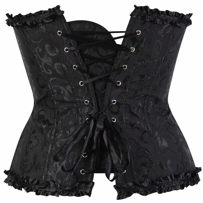 Svart korsett med spets och snörning