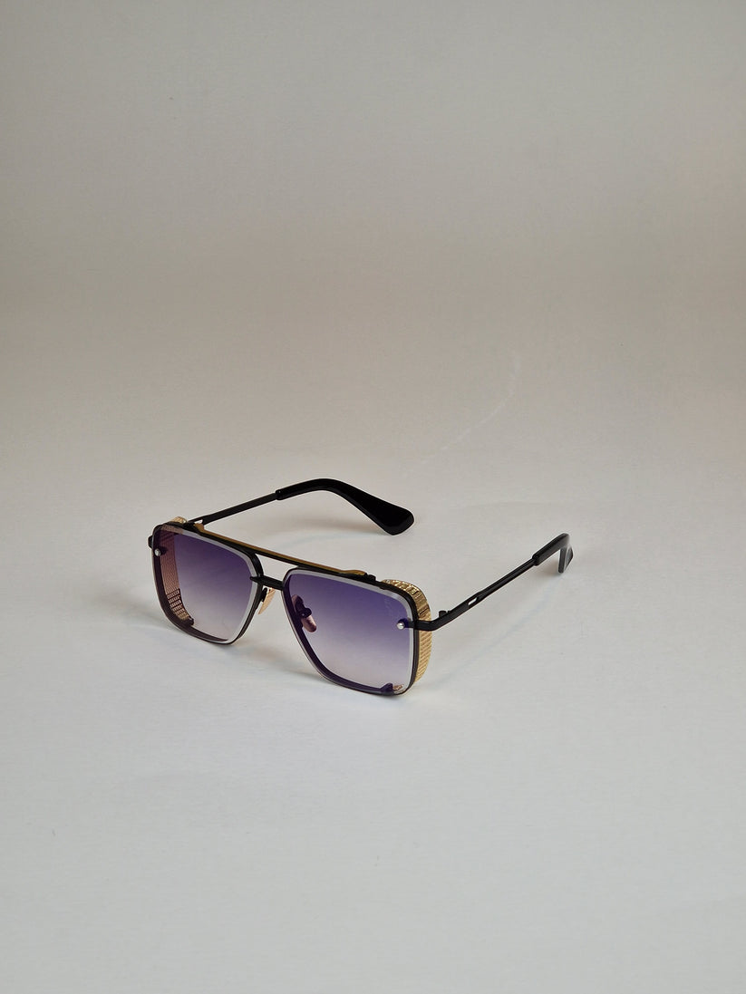 Sunglasses with blue purple tinted lenses. Number 38