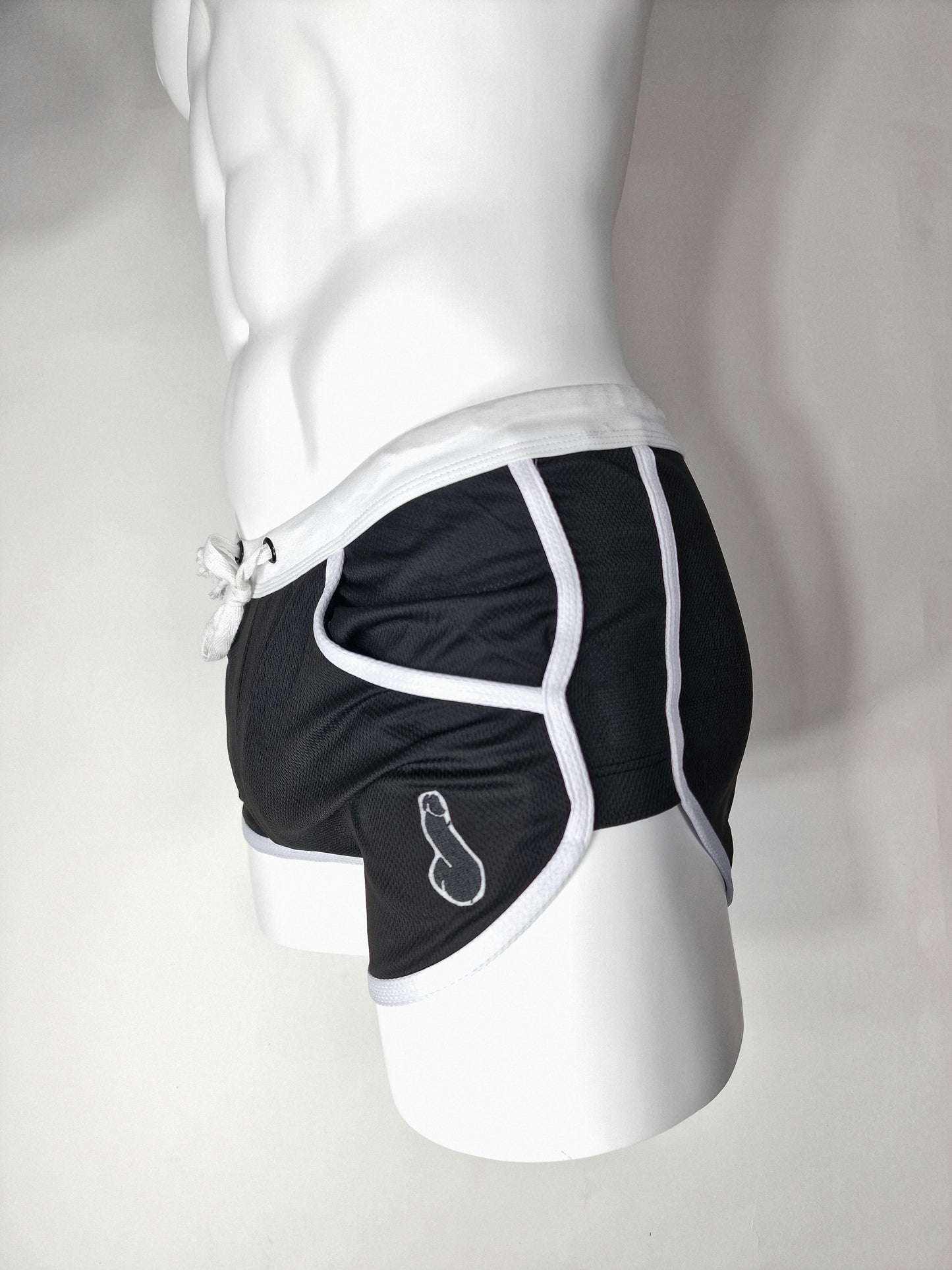 Shorts with "built-in" jockstrap - Black