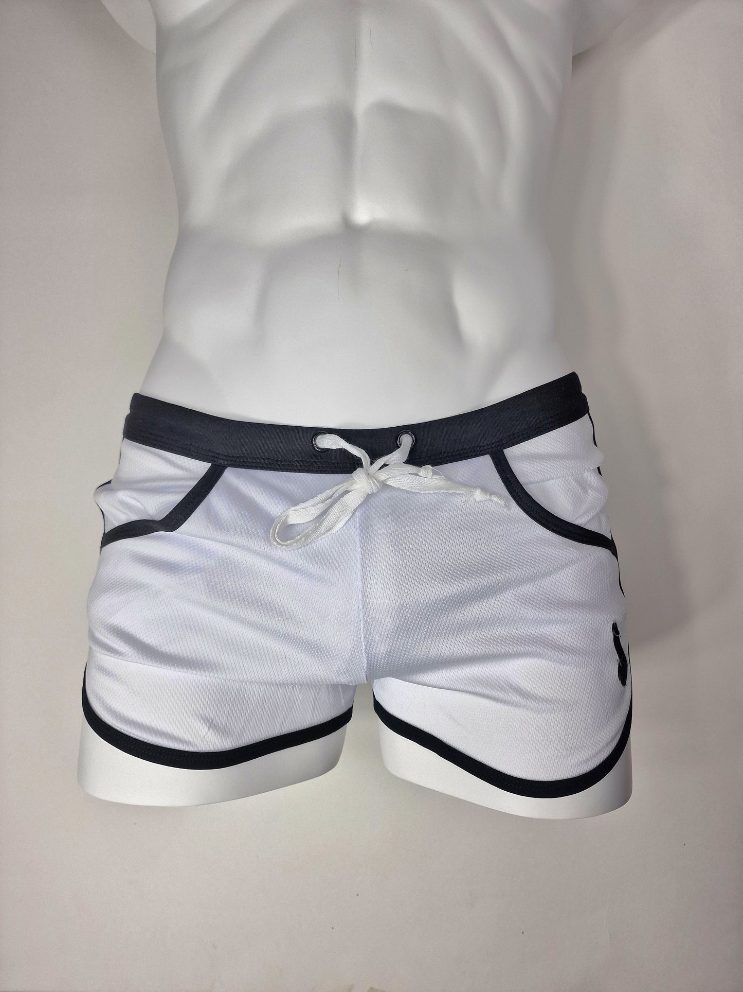 Shorts with "built-in" jockstrap - White