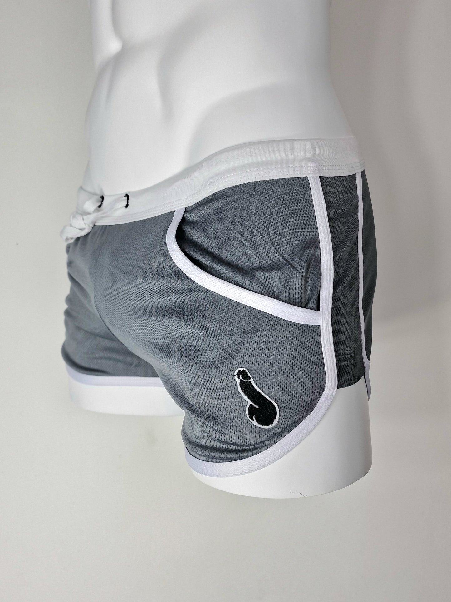 Shorts with "built-in" jockstrap - Silver gray