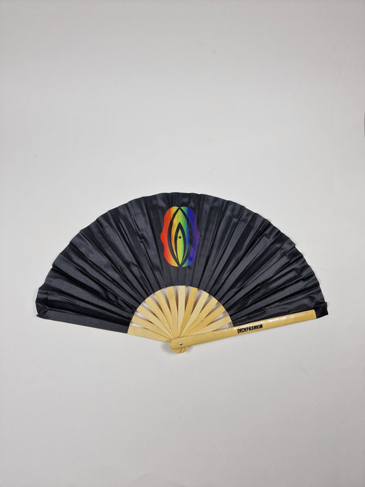 Fächer 60 cm (aufgeklappt) Bambusrippe – Regenbogenkuss