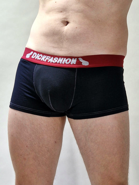 Schwarz-rote Badehosen oder enge Boxershorts – Herrenunterhosen