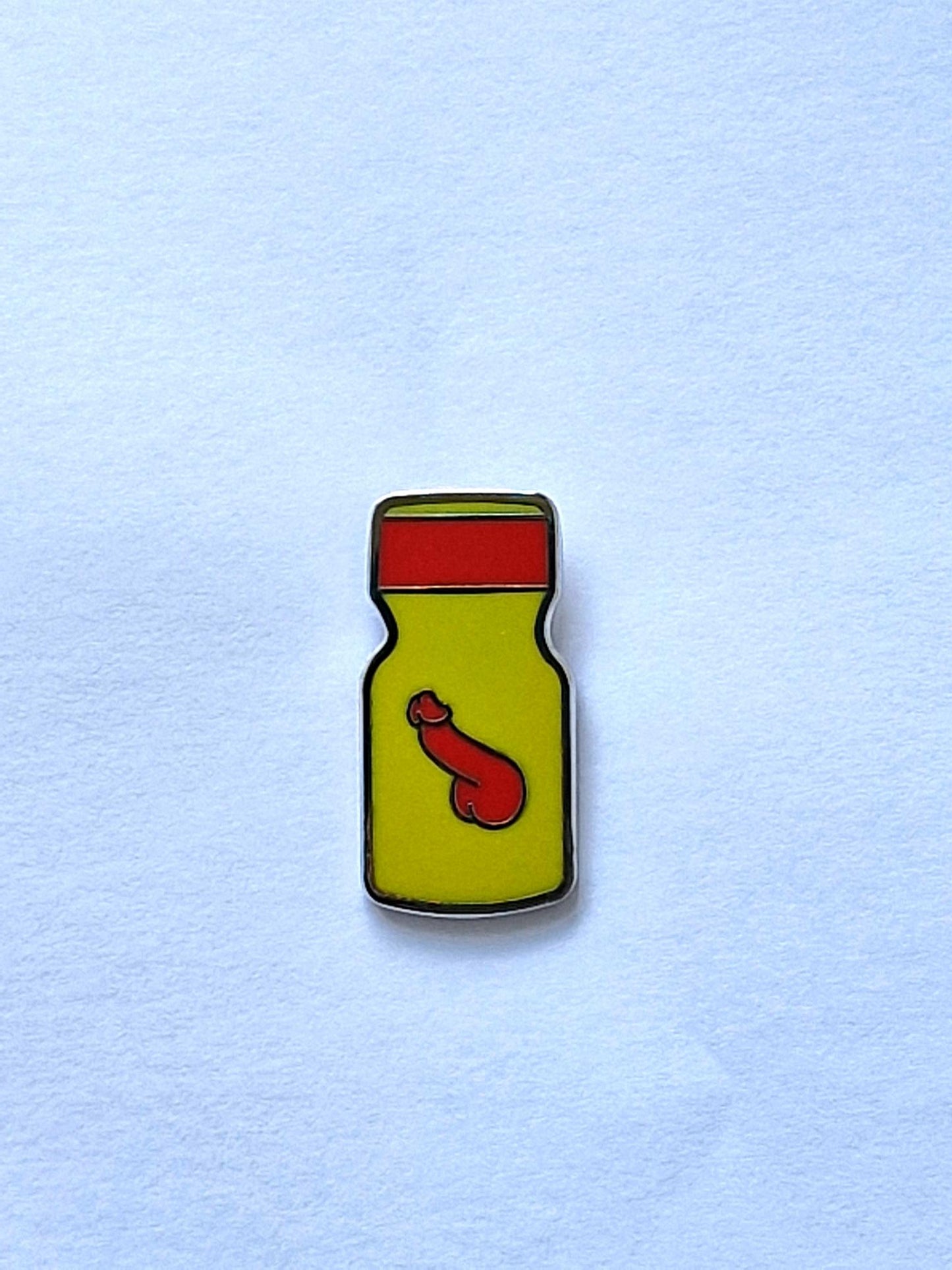 Rolig och gay poppers pins, en liten poppersflaska med dick