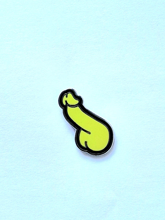 Funny pin in high quality, yellow and black dick.