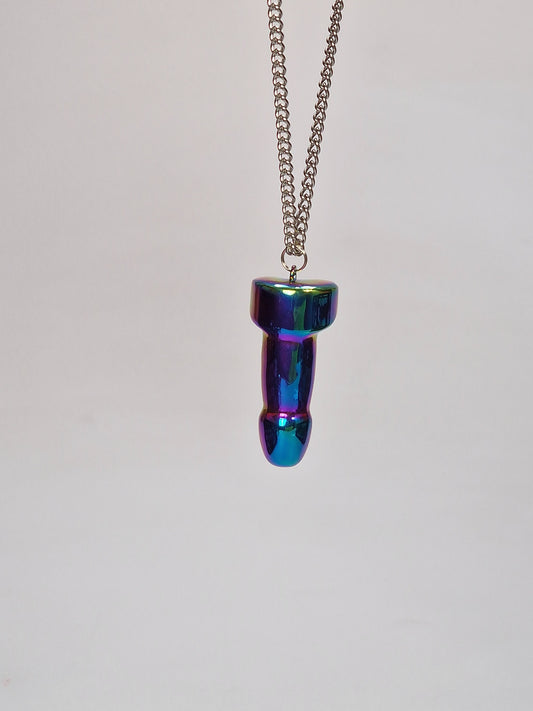A beautiful men's necklace or women's jewelry. The necklace is in multicolored steel - the pendant is 5 cm