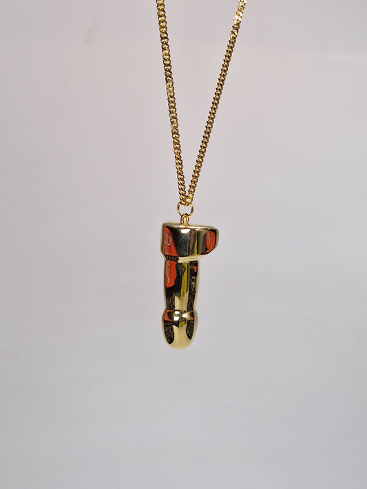 Necklace with a gold-colored dick about 5 cm. A unique pendant for both men and women