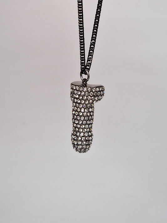 Schwarzes Metall mit Swarovski-Kristallen – Halskette mit 5 cm Anhänger