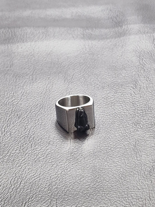Ring with semi-precious stone - Black Onyx