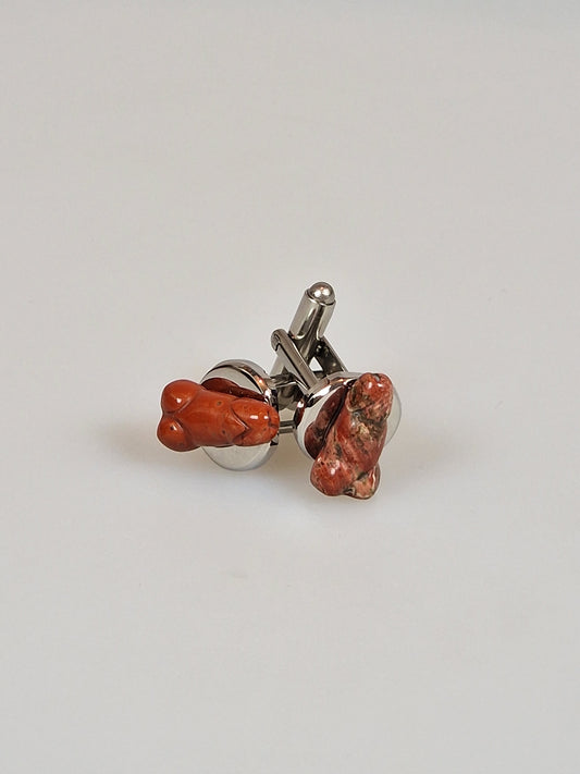 Cufflinks with semi-precious stones - Red Jasper or Röd Jaspis