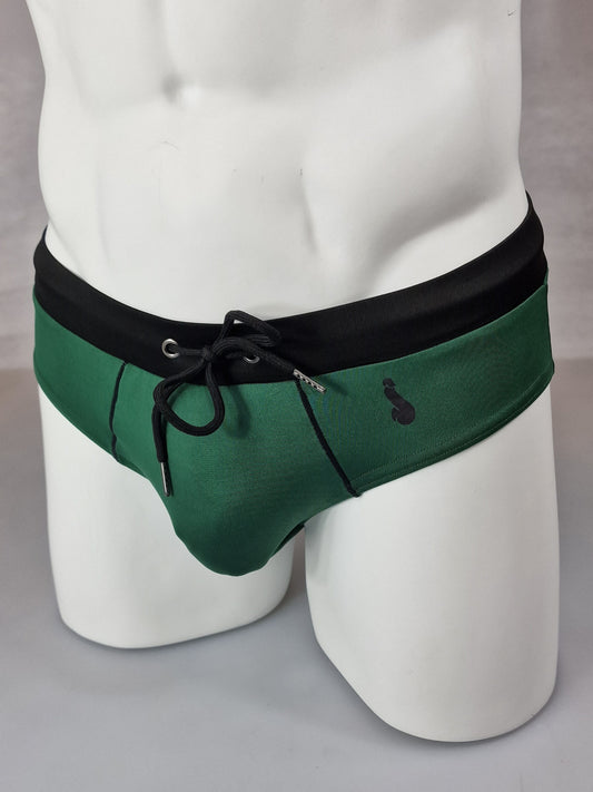 Men's swimming trunks - green black speedos with push up