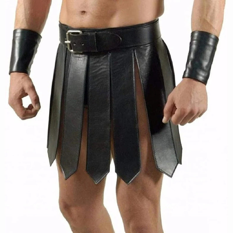 Falda escocesa de gladiador, falda escocesa en cuero vegano