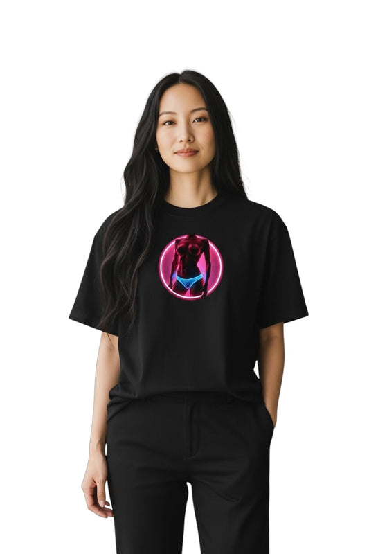 T-shirt med tryck, naken tjej eller kvinna